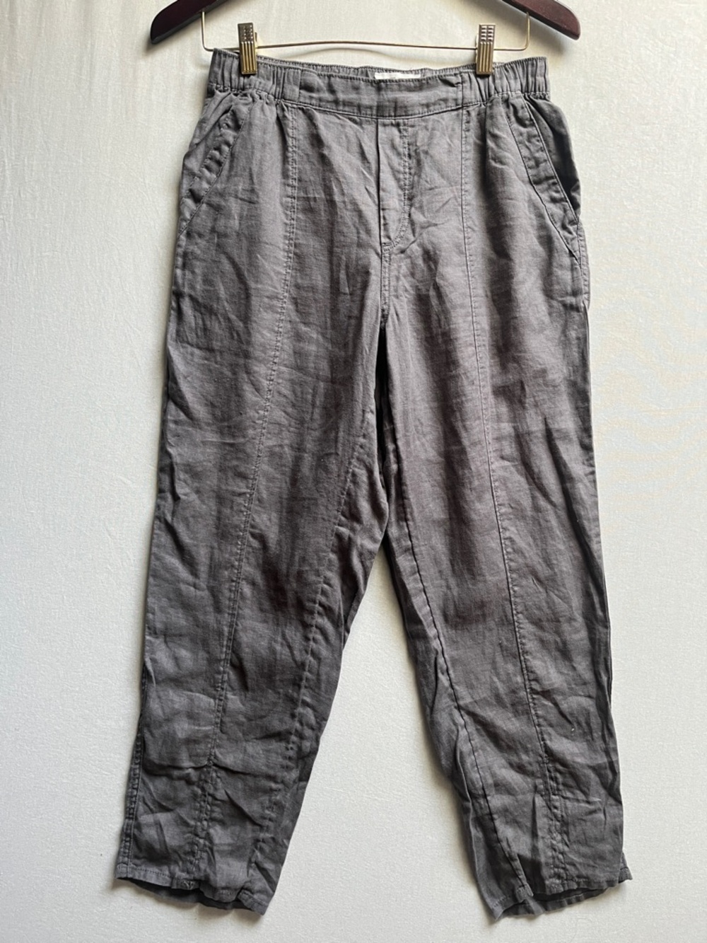Nicole Miller 100% Linem Casual Elastic-Waist Pants Sz M